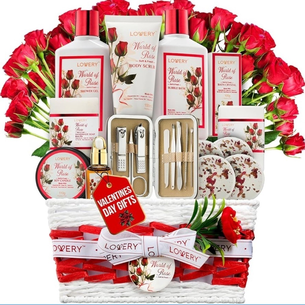 Brand New Valentine's Day Gift 35-Piece Red Rose Bath & Body Spa Set Self-Care